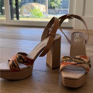 Jeffrey Campbell Tan and Multicolor Platform Sandals